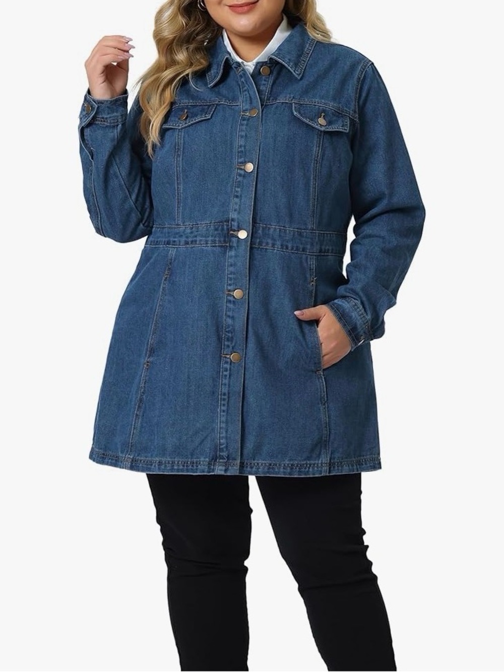 Agnes Orinda Women Plus Size Denim Buttons Long Sleeve Jean Jackets, Size 4X